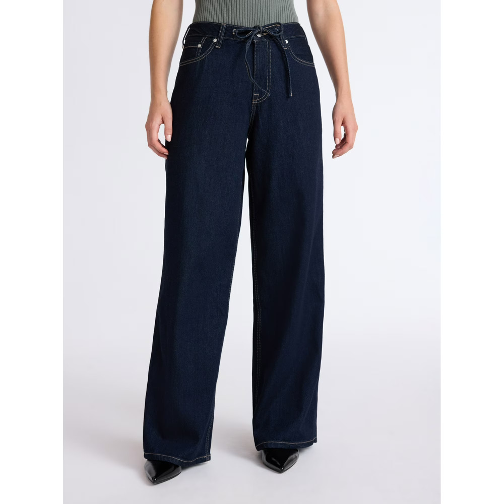 Scoop Women’s Relaxed Low Slung Jeans Size 6 Dark Blue Color Wide Leg Fit Denim